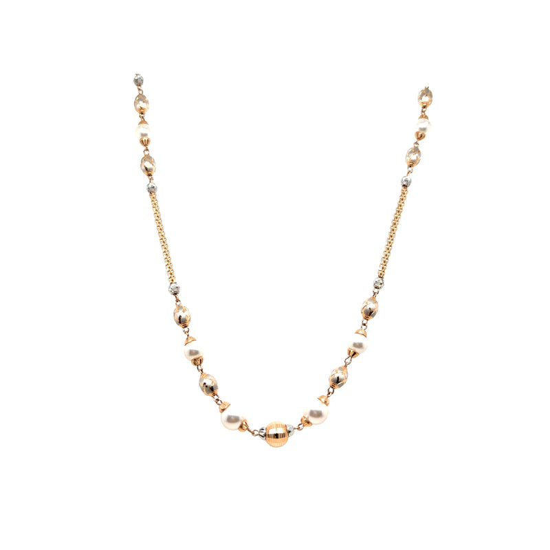 Designer Gold Bead & Pearl Chain  Stylish Pattern