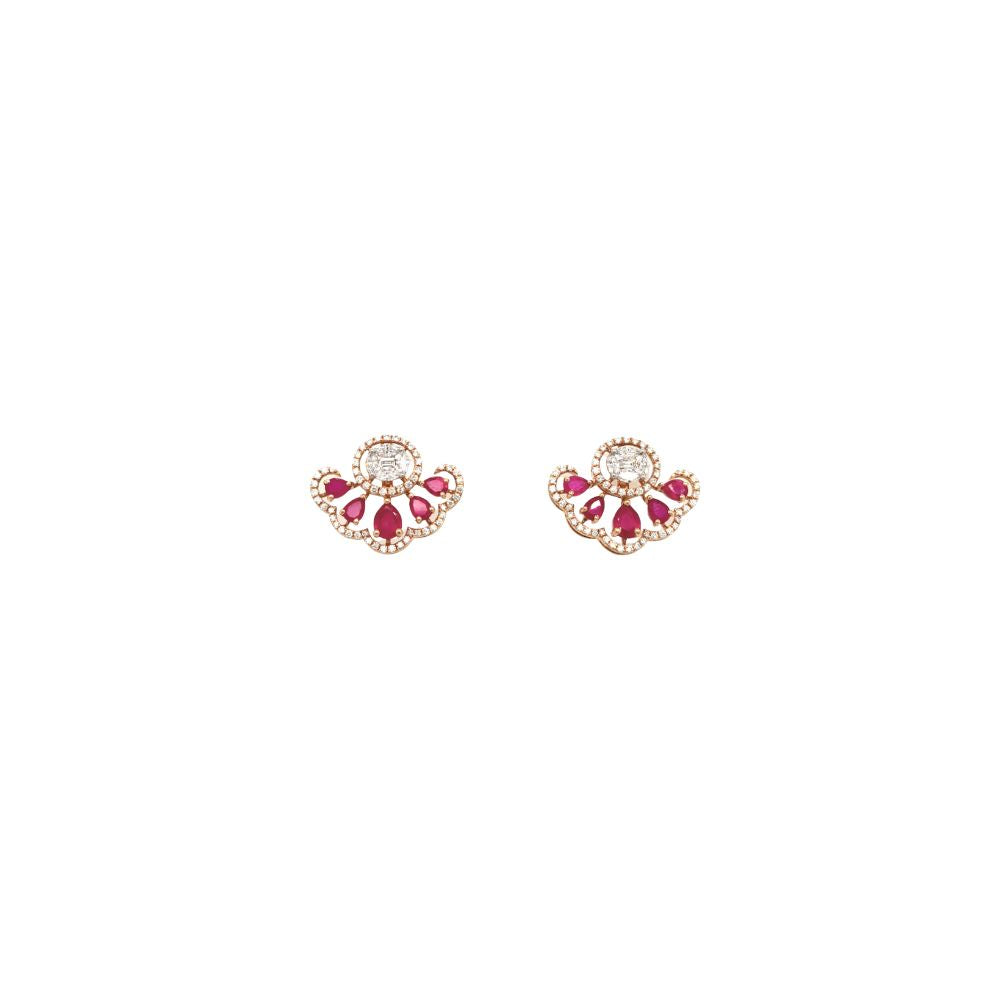 Diamond and Ruby Stud Earrings for Women