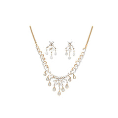 Diamond Drop Necklace Set in Gold