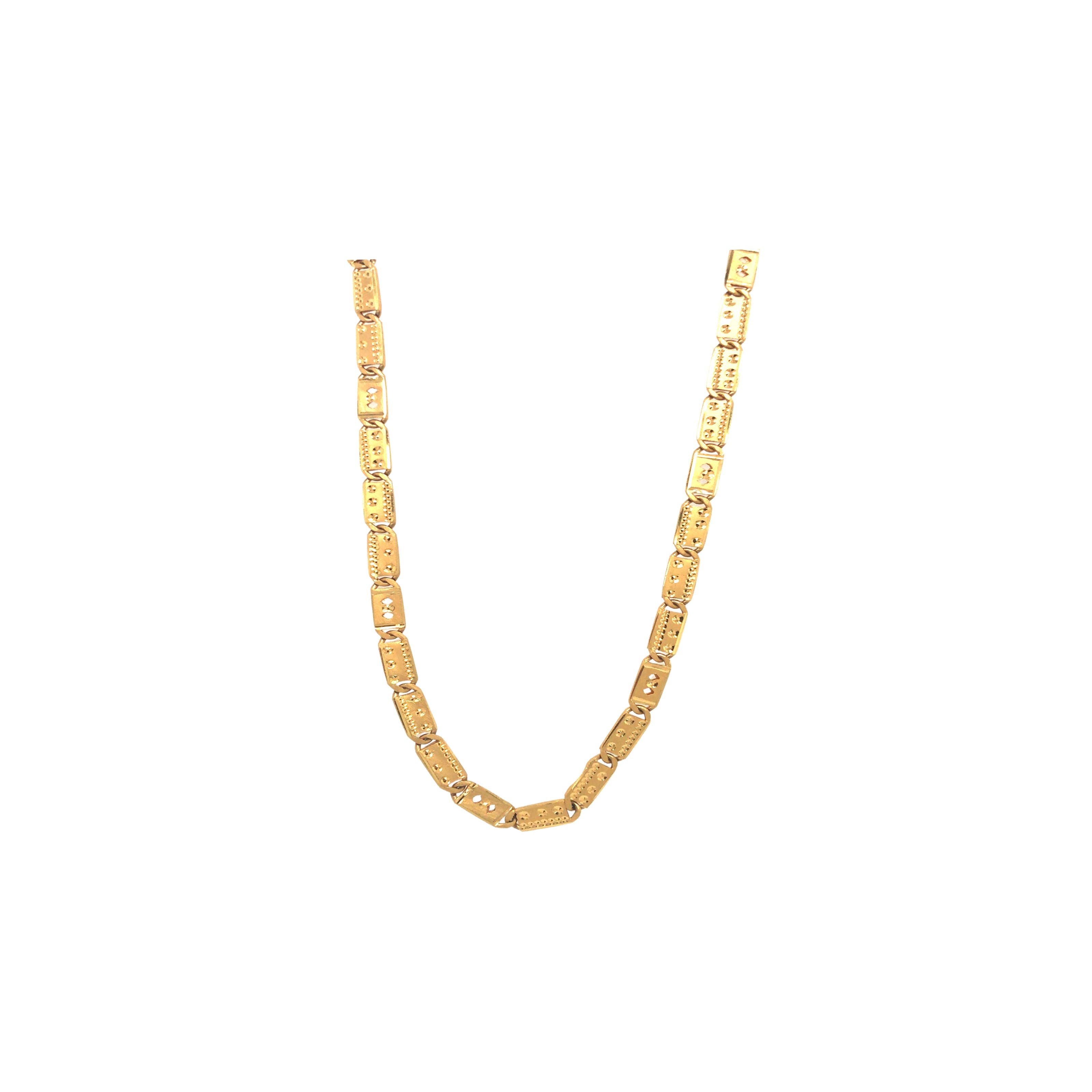 22KT Pure Gold Chain  Cut-Out Rectangle Style