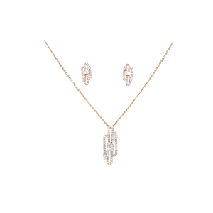 Geometric Diamond Necklace Set in Gold
