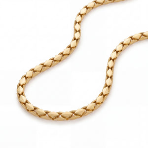 Stylish 22KT yellow gold designer chain featuring alternating textured bar links and polished chain segments on a white background.