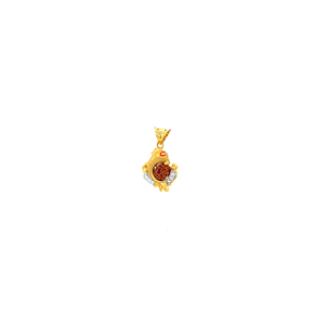 Divine 22KT yellow gold pendant featuring Lord Ganesh-inspired design with natural Rudraksha bead centerpiece and sparkling diamond accents on a white background.
