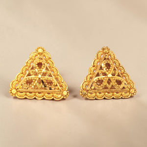 Triangle Gold Stud Earrings | Traditional Fine Jewellery