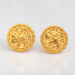 Traditional Gold Filigree Stud Earrings | Classic Jewellery