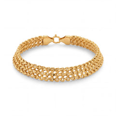 Luxurious 22K yellow gold bracelet featuring multiple layered chain links with a secure clasp and elegant handcrafted finish on a white background by Pachchigar Jewellers Ashokbhai.