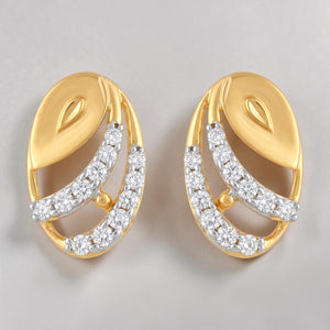 22KT Gold Abstract Curve Stud Earrings with CZ