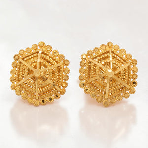 22KT Gold Antique Geometric Stud Earrings