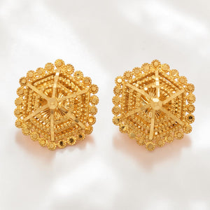 22KT Gold Antique Geometric Stud Earrings