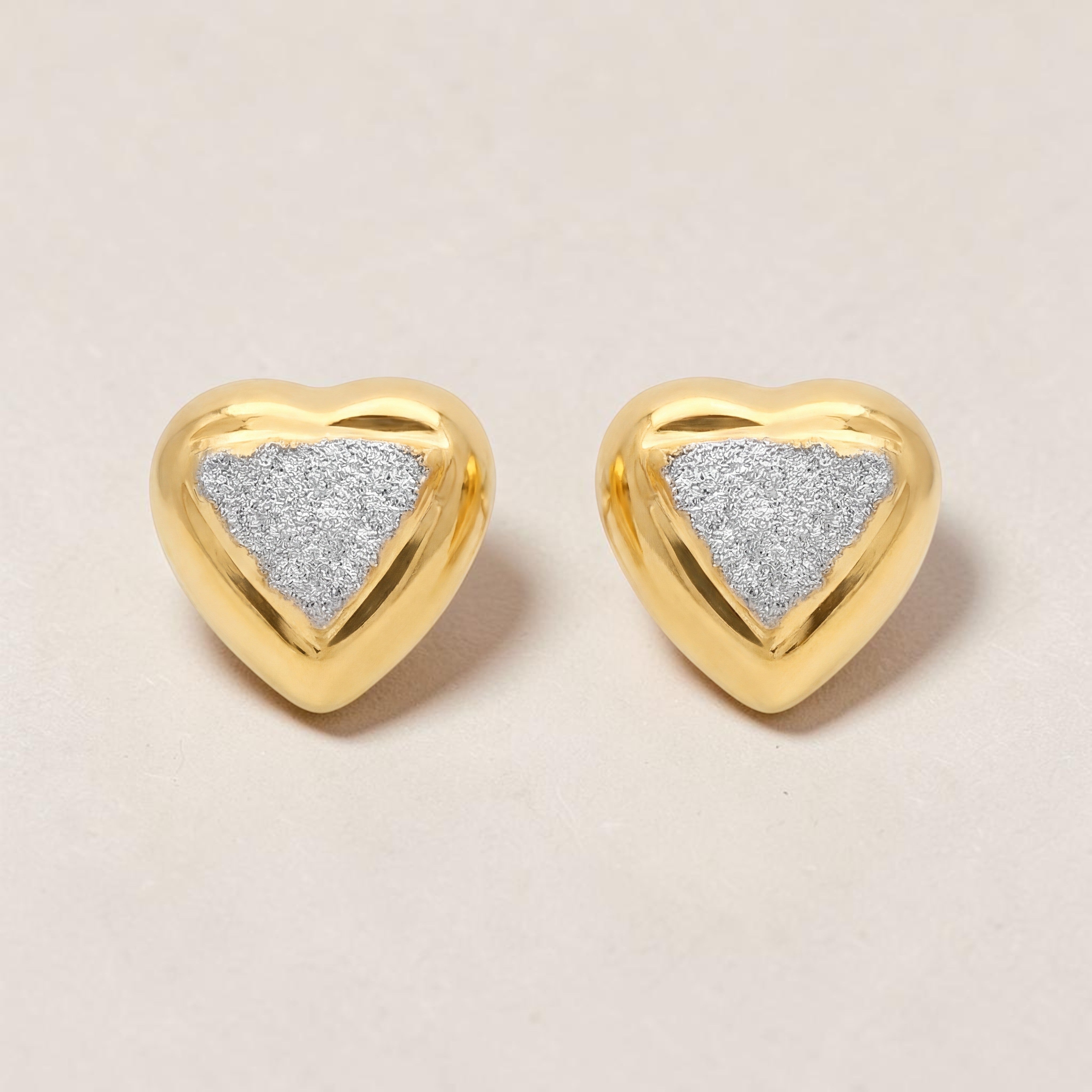 22KT Gold Heart Shape Stud Earrings