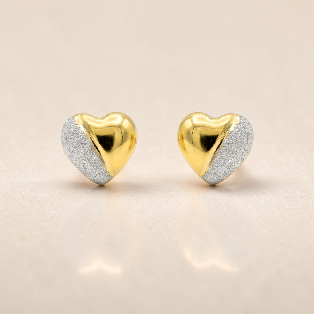 22KT Gold Dual Tone Heart Stud Earrings