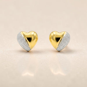 22KT Gold Dual Tone Heart Stud Earrings