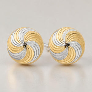 22KT Gold Dual Tone Swirl Stud Earrings