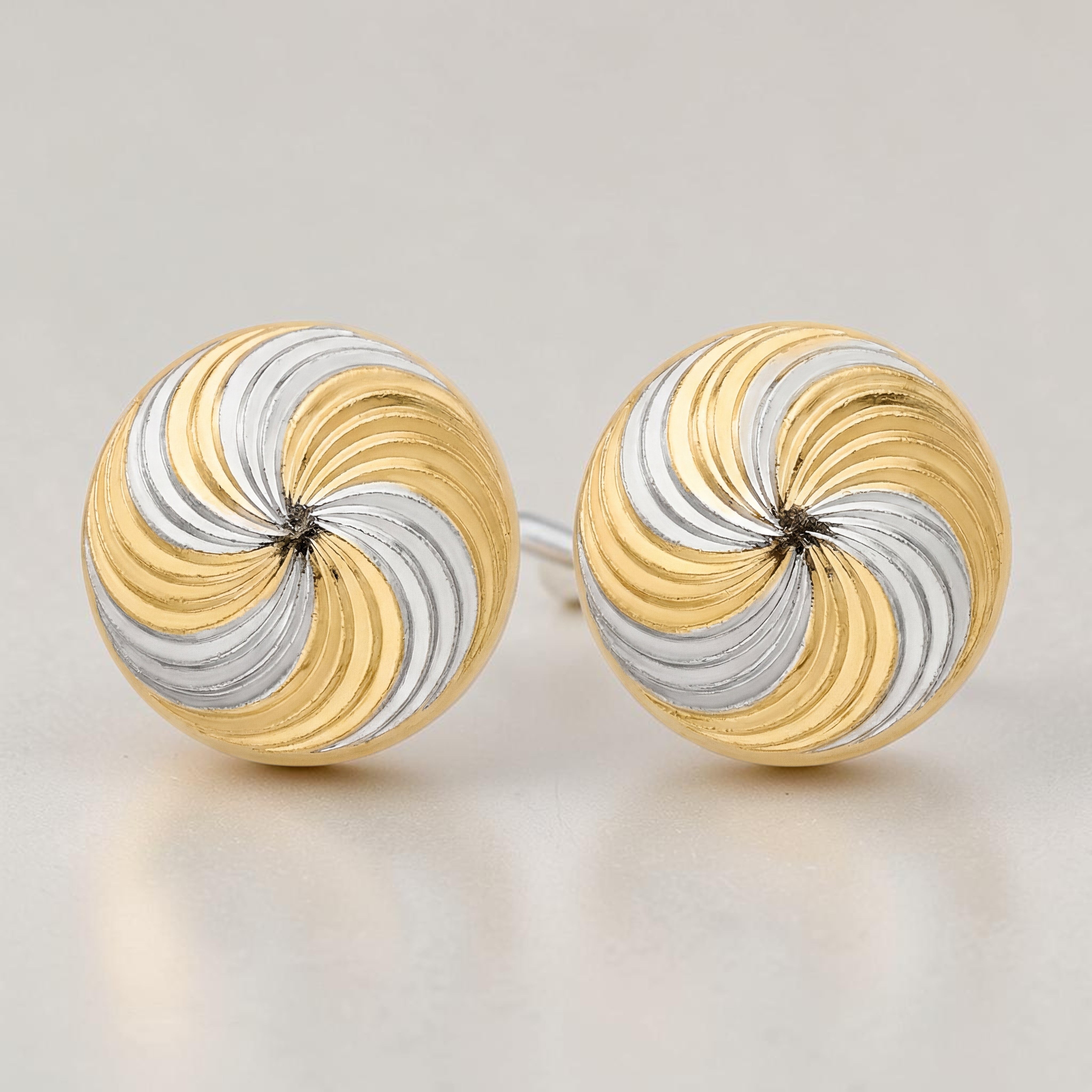 22KT Gold Dual Tone Swirl Stud Earrings