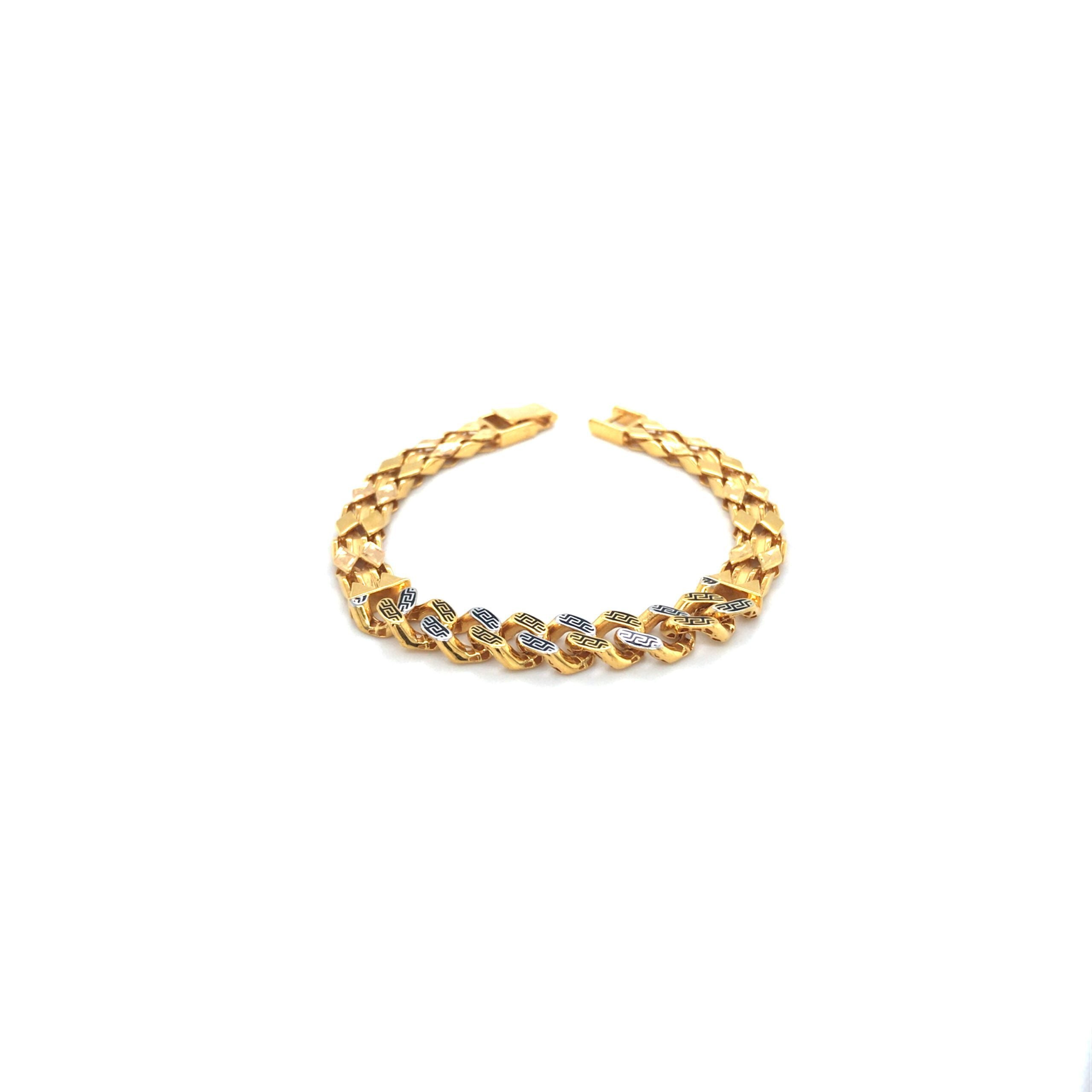 22K Gold Patterned Link Bracelet for Men | Premium Gold Jewellery