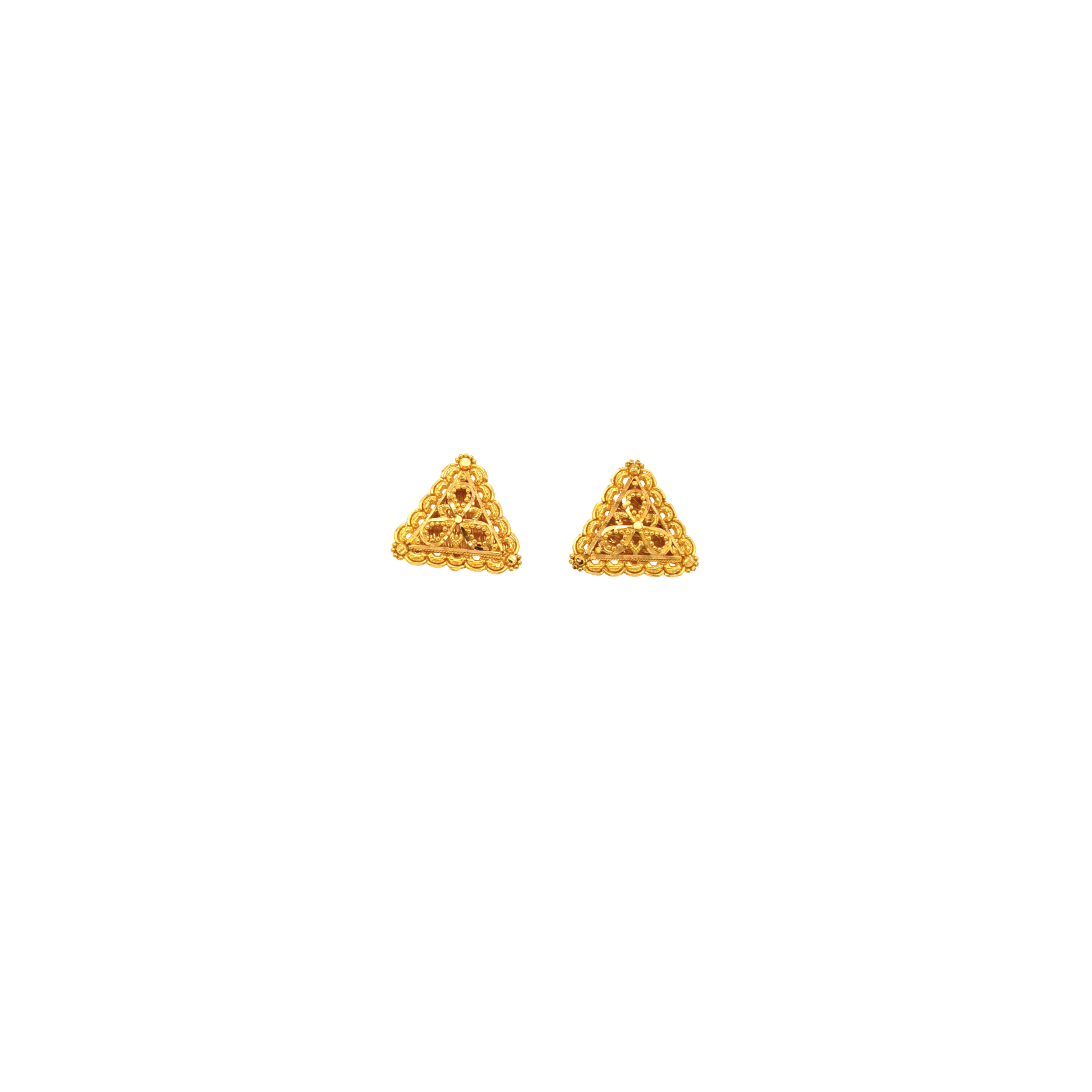 Triangle Gold Stud Earrings | Traditional Fine Jewellery