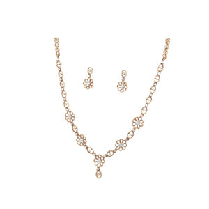 Diamond Floral Necklace Set in Gold