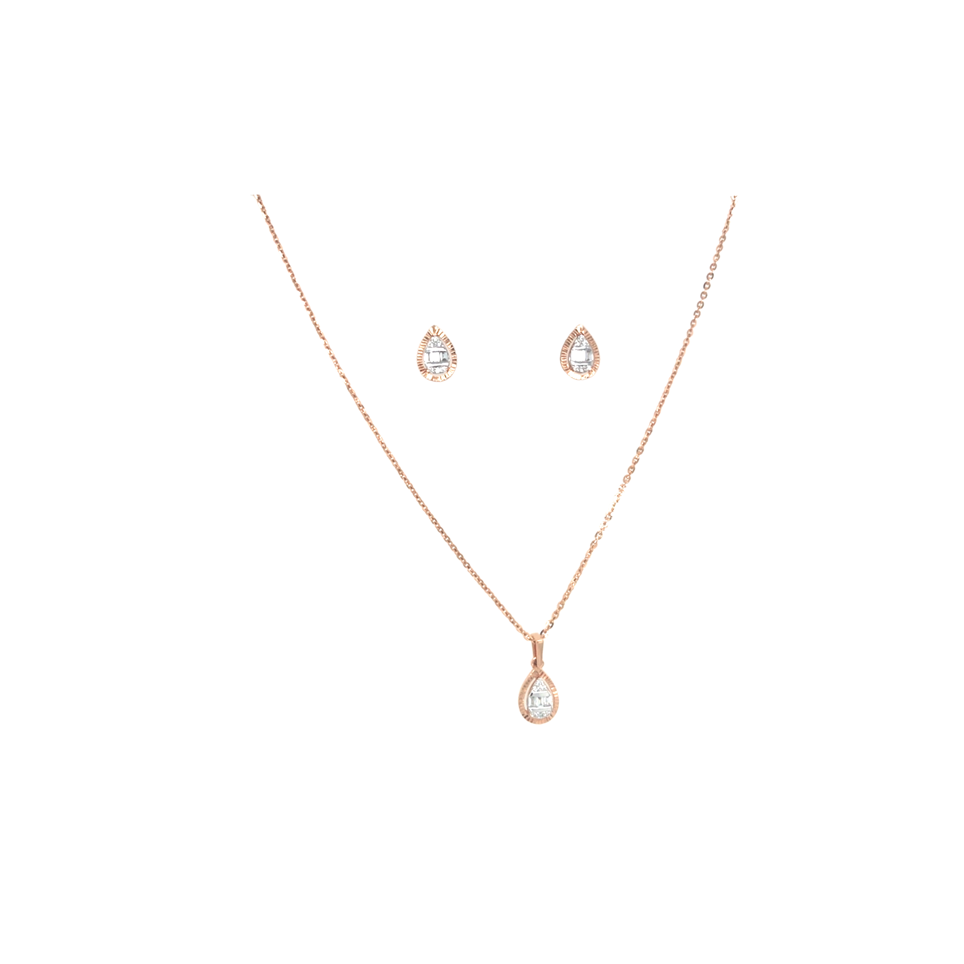 Light Drop Diamond Necklace Set in Gold