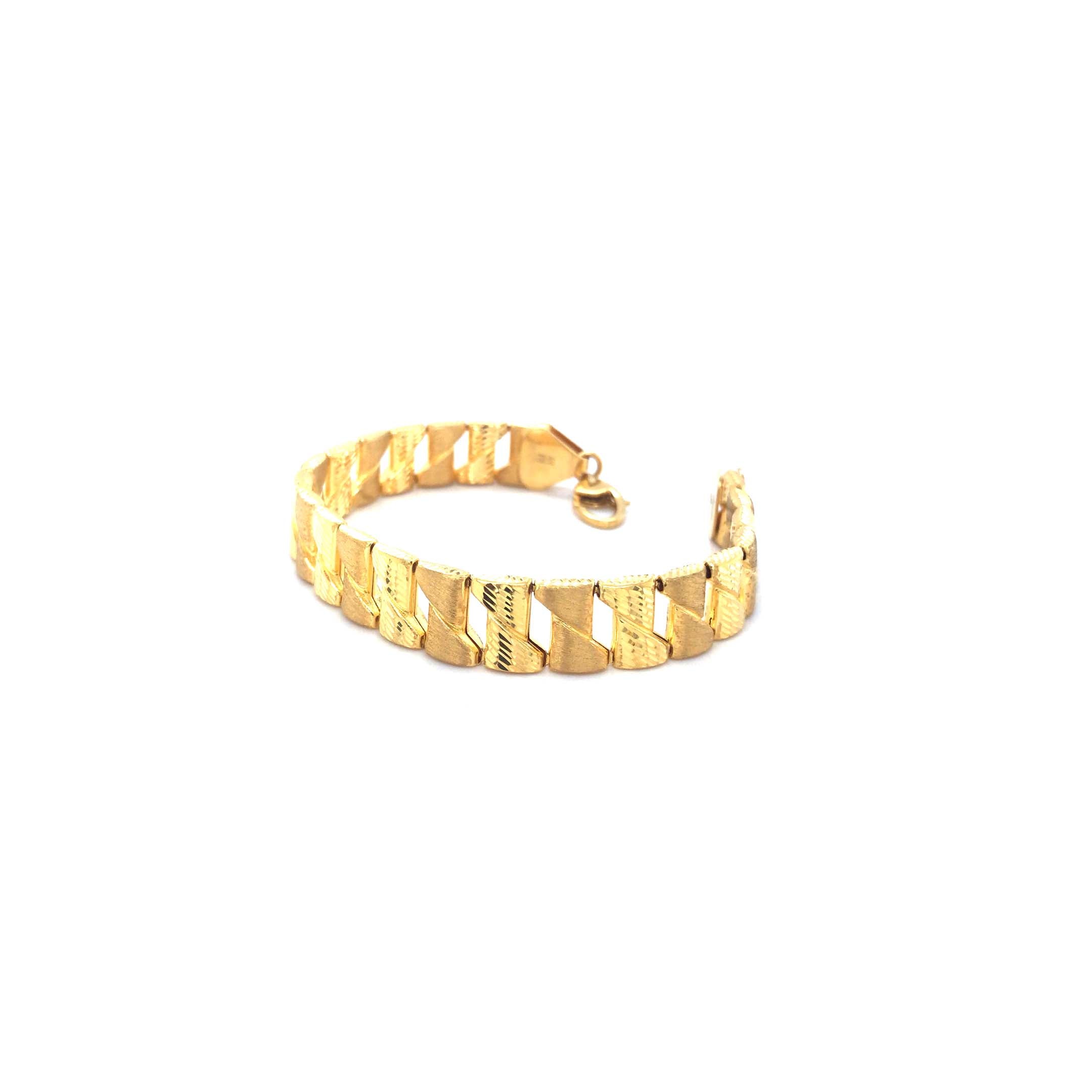 22K Gold Textured Link Bracelet for Men | Classic Gold Jewellery