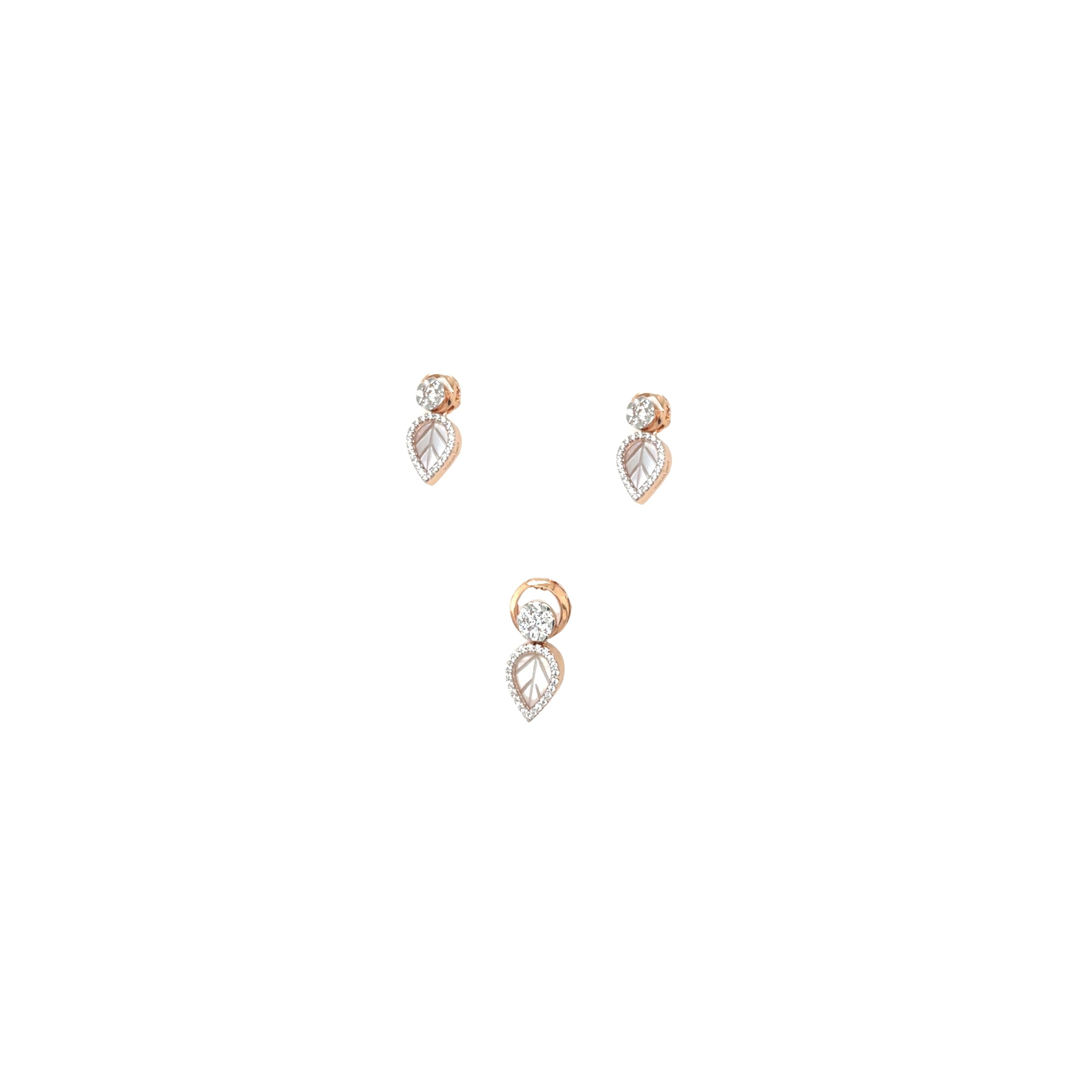 18KT Lightweight Pendant Set - Leaf Drop Design