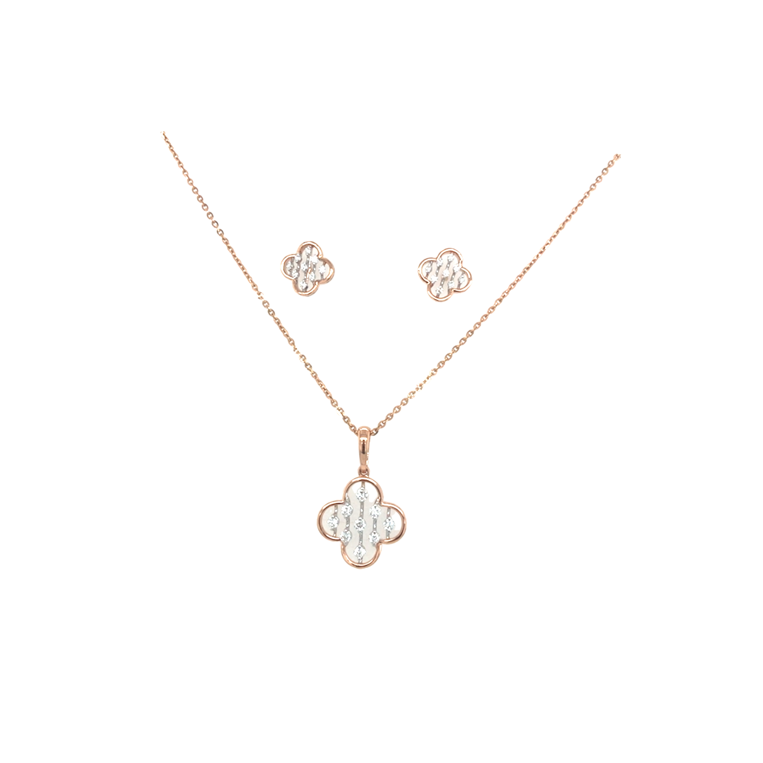 Floral Diamond Necklace Set in Gold | Elegant Fine Jewellery