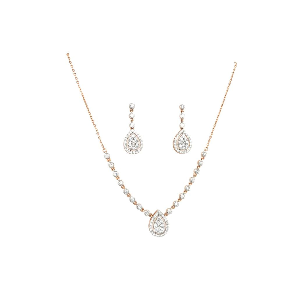 Diamond Pendant Necklace Set with Drop Earrings