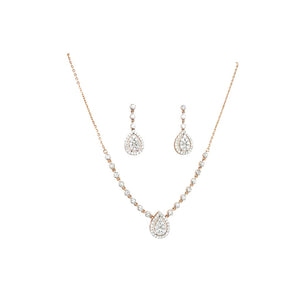 Diamond Pendant Necklace Set with Drop Earrings