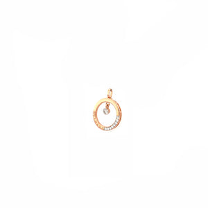Circle Diamond Drop Pendant in Gold