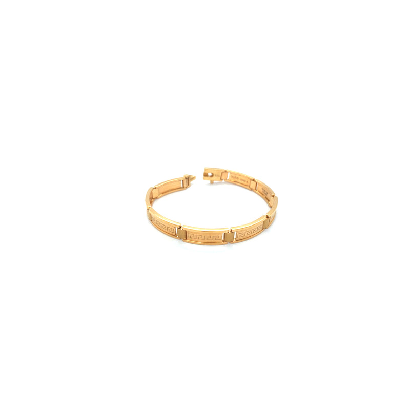 22K Gold Greek Key Design Kada for Men | Classic Gold Bracelet