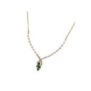 Diamond Necklace with Green Stone Drops