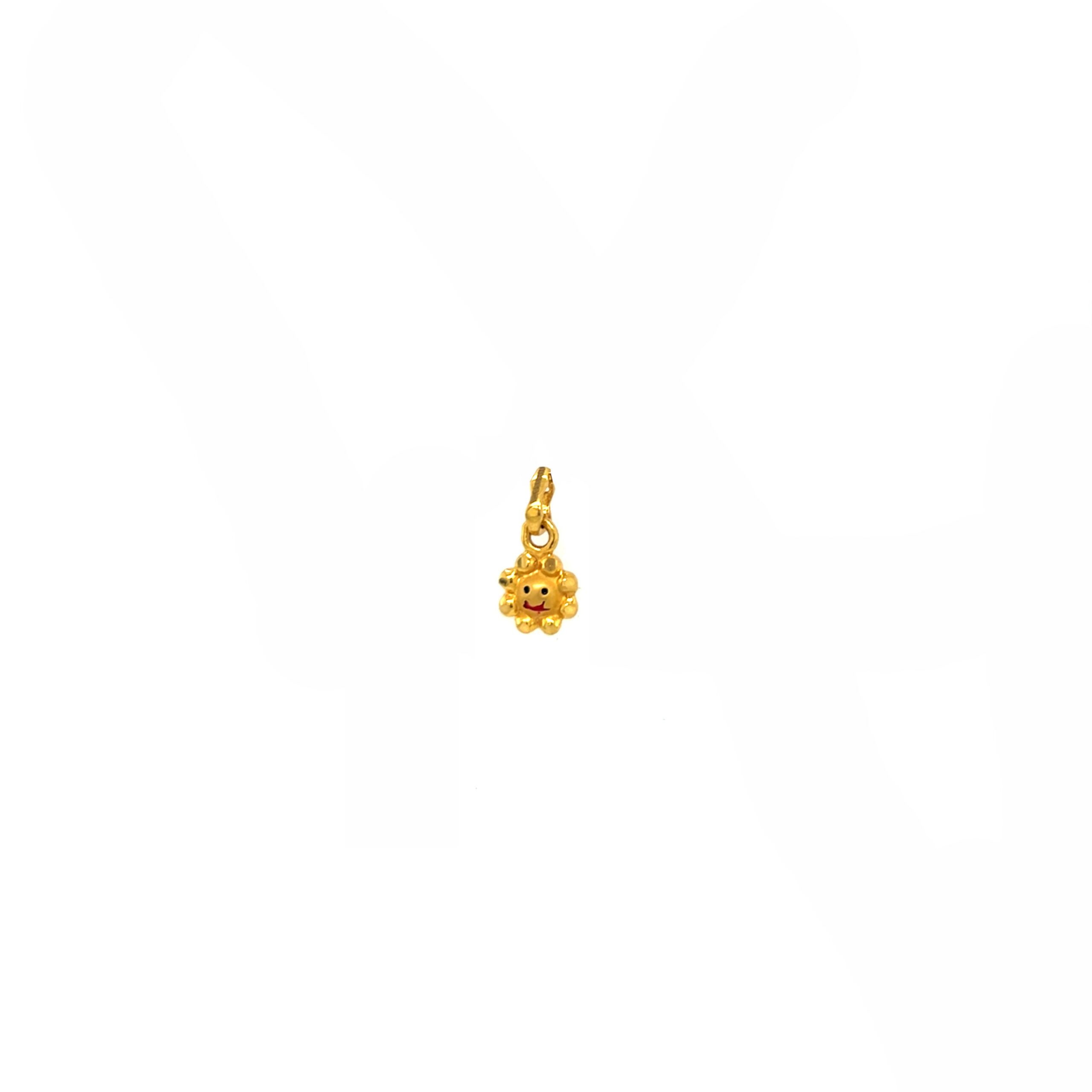 22K Gold Smiley Charm Pendant for Kids