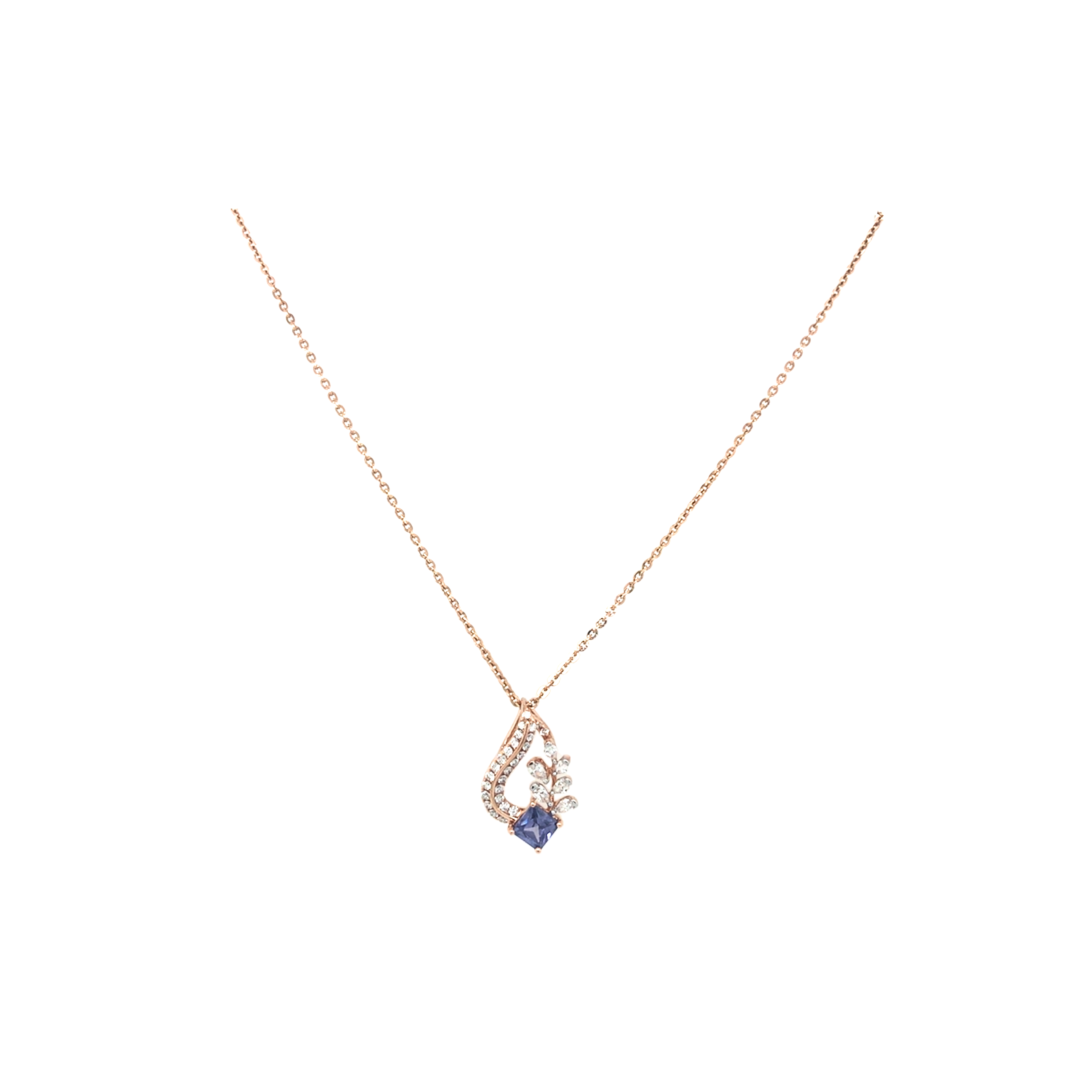 Diamond Necklace Set with Blue Stone | Elegant Fine Jewellery