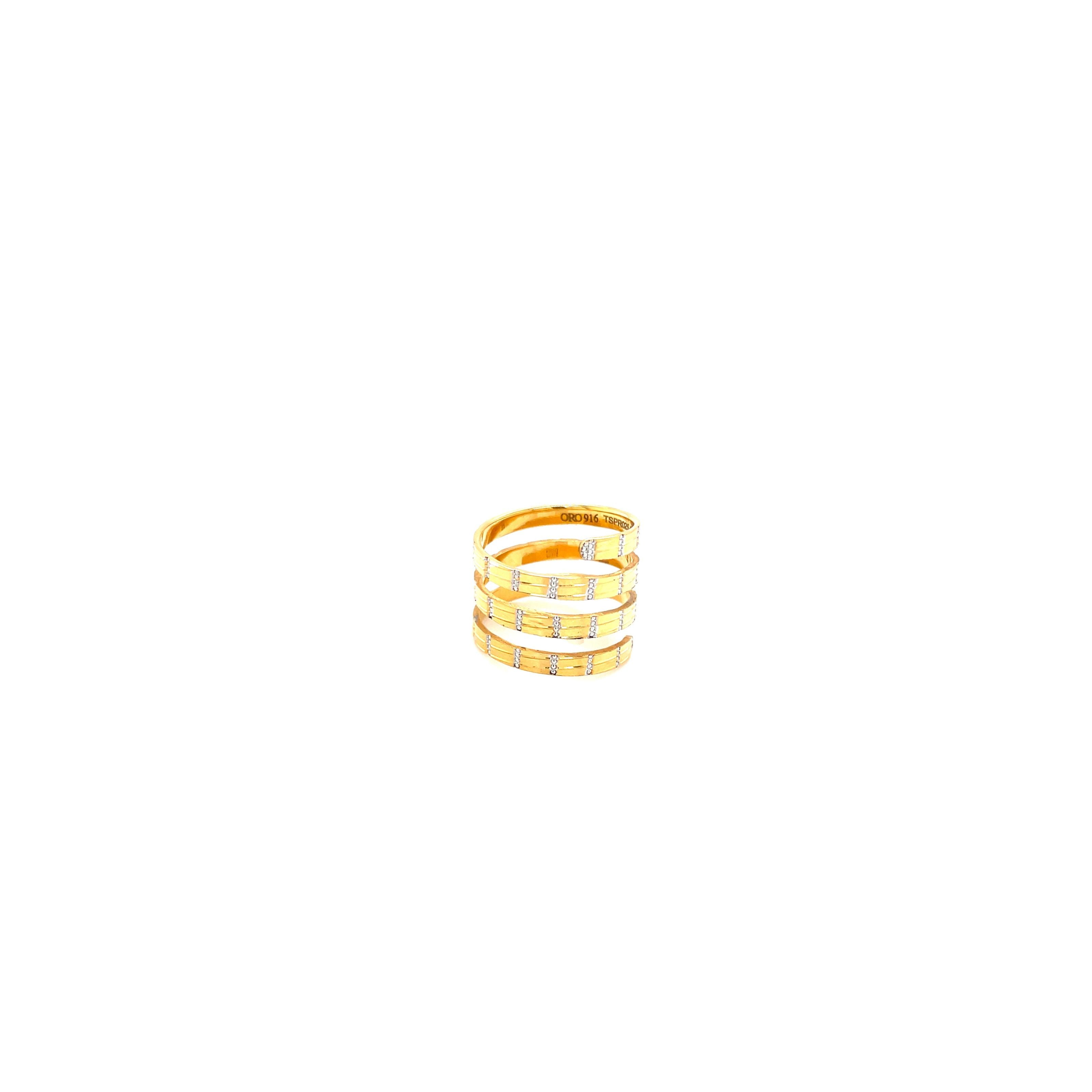 22KT Multi-Layered Gold CZ Ring