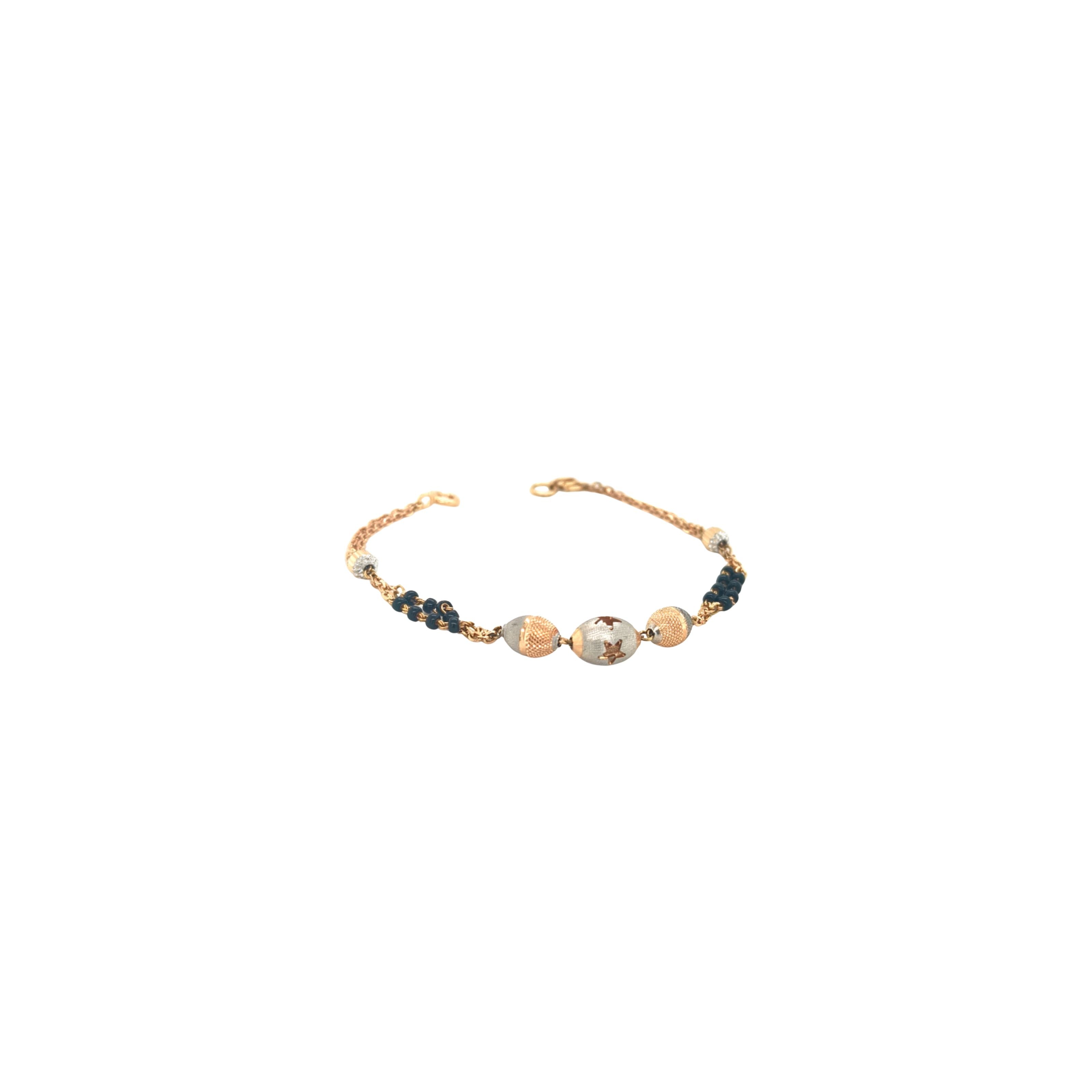 18KT Gold Bracelet with Textured Beads  Latest Design