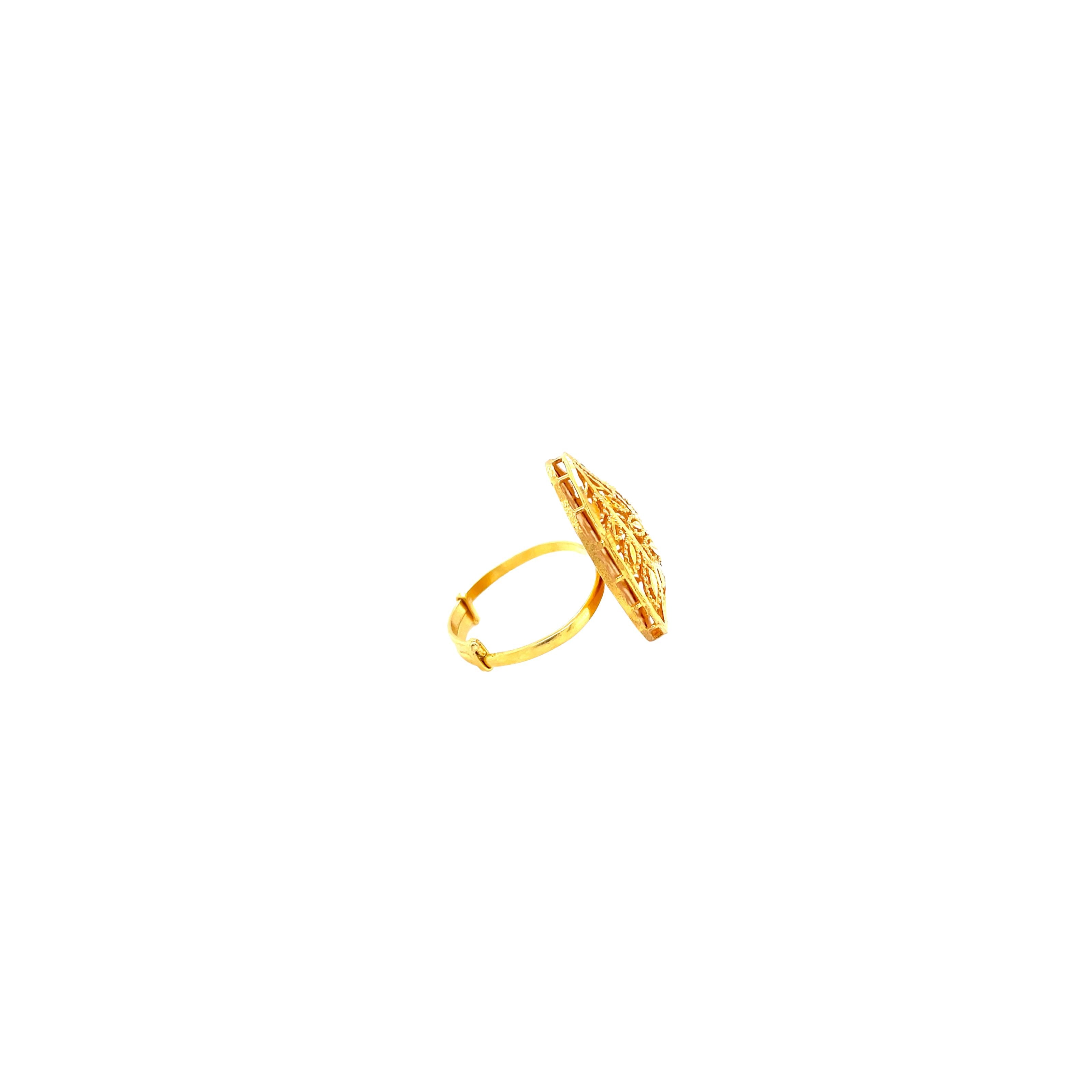 22KT Traditional Gold Ring  Oval Leaf Pattern