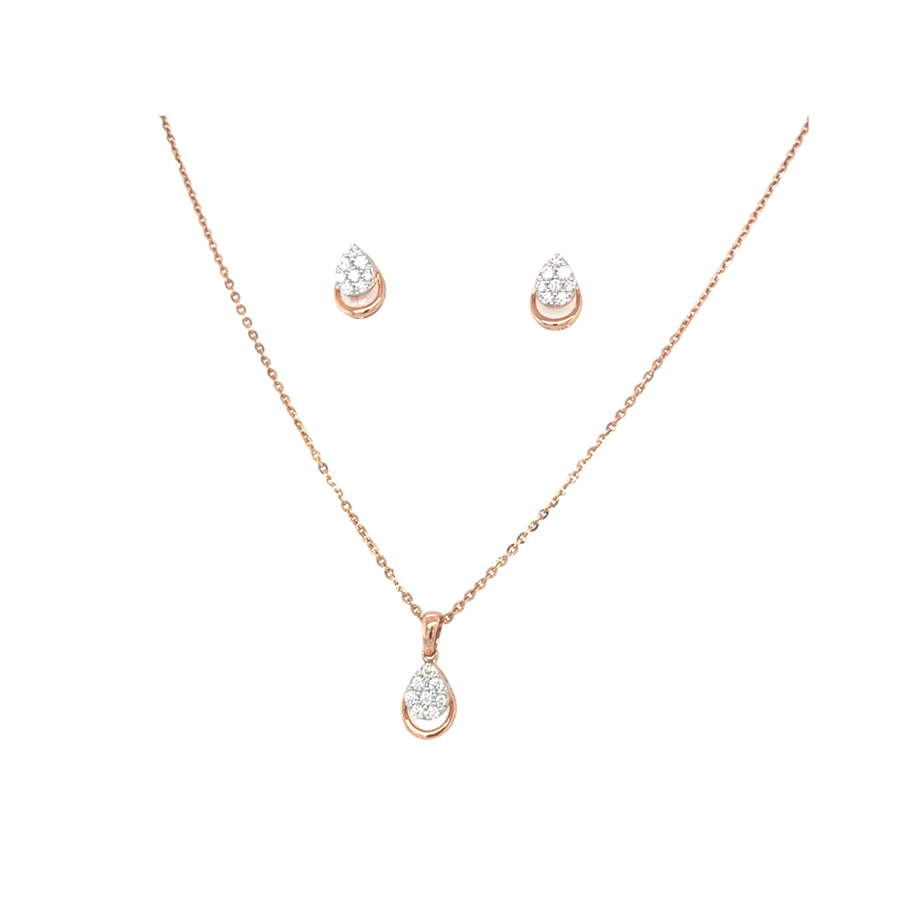 Minimal Diamond Pendant Set in Rose Gold