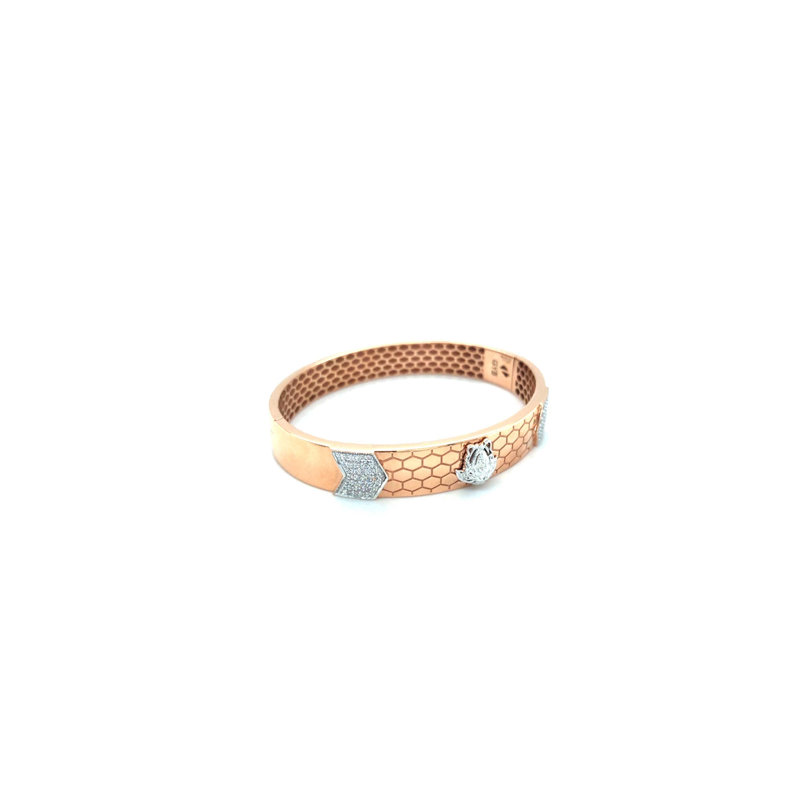 18KT Gold Honeycomb Design Kada for Men
