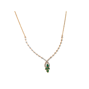 Diamond Necklace with Green Stone Drops
