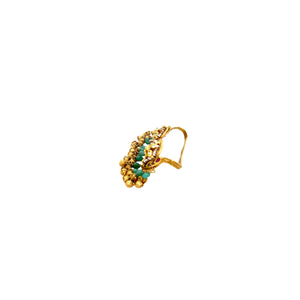 22KT South Indian Two-Finger Ring | Ruby Kundan & Ghungroo