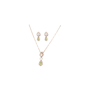 18KT Gold Drop Diamond Pendant Set