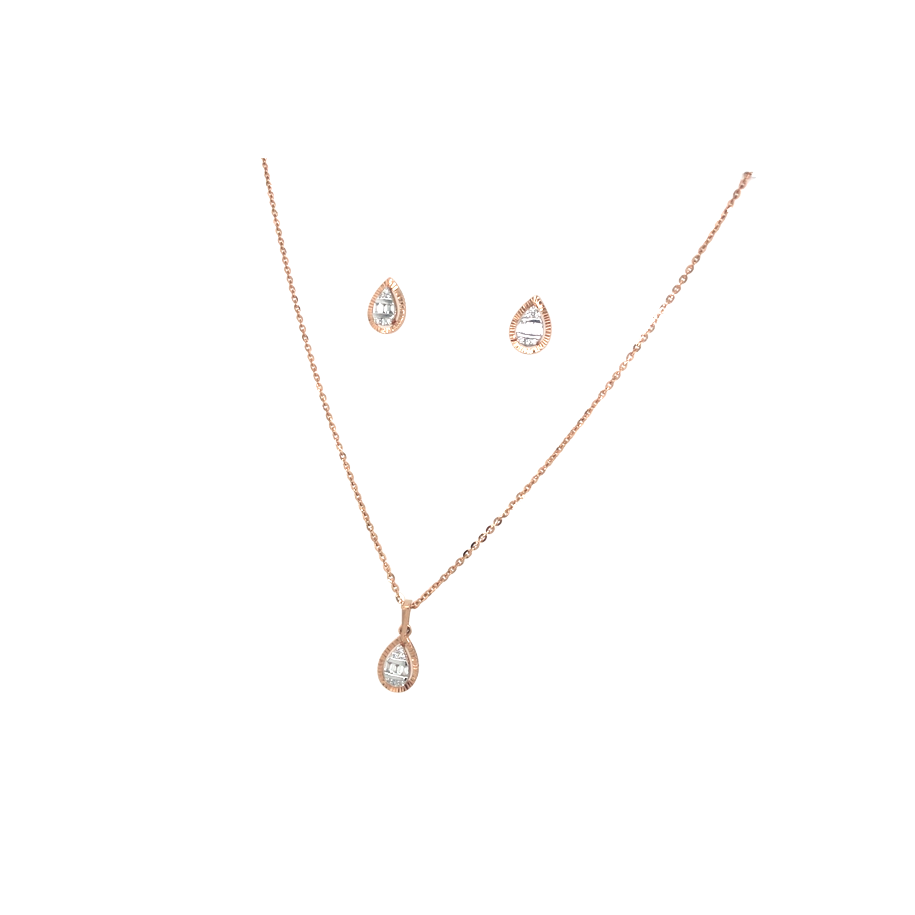 Light Drop Diamond Necklace Set in Gold