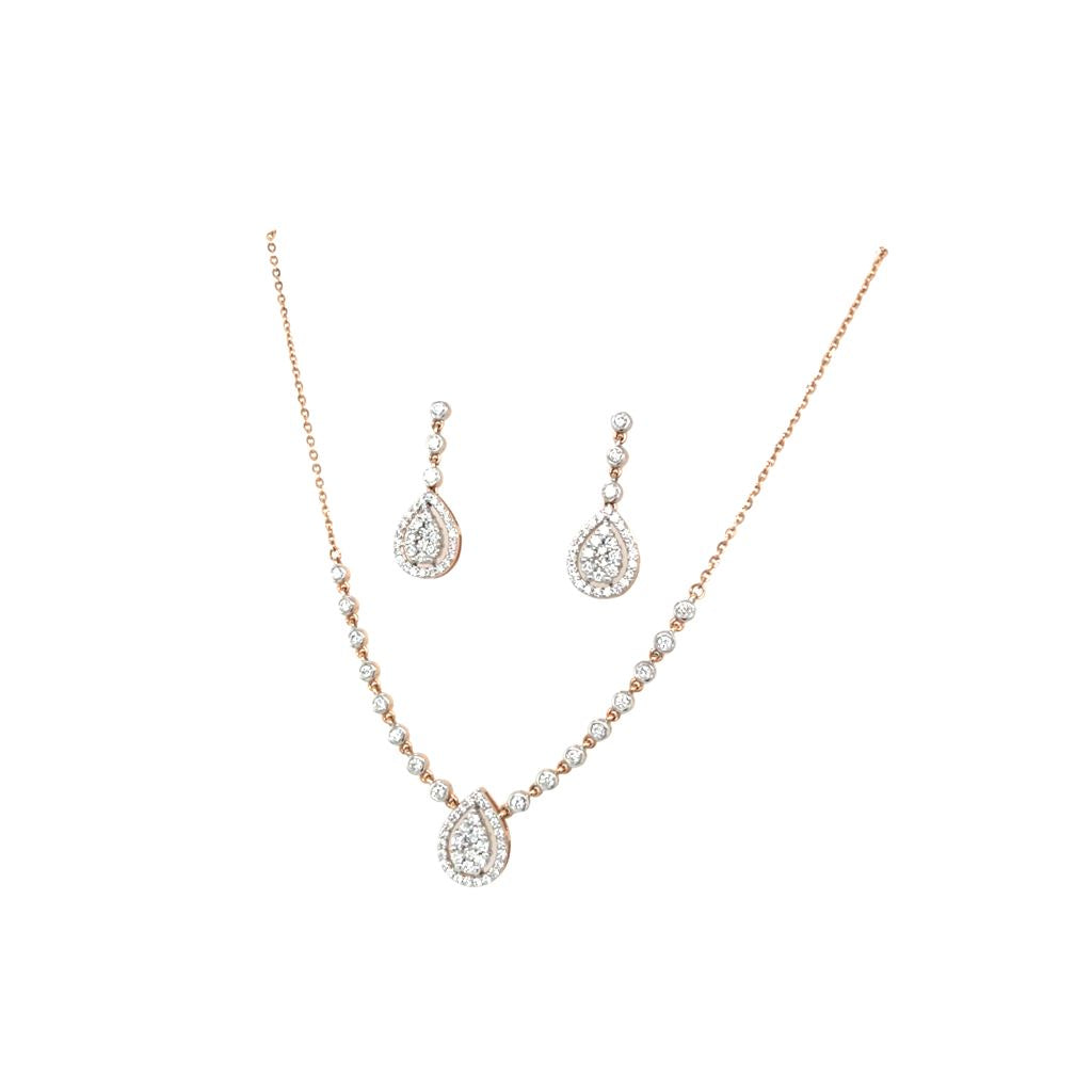 Diamond Pendant Necklace Set with Drop Earrings