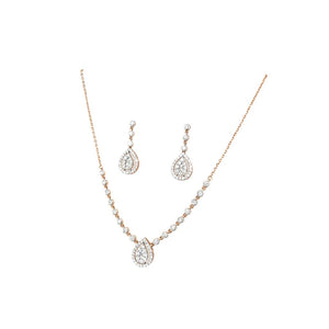 Diamond Pendant Necklace Set with Drop Earrings