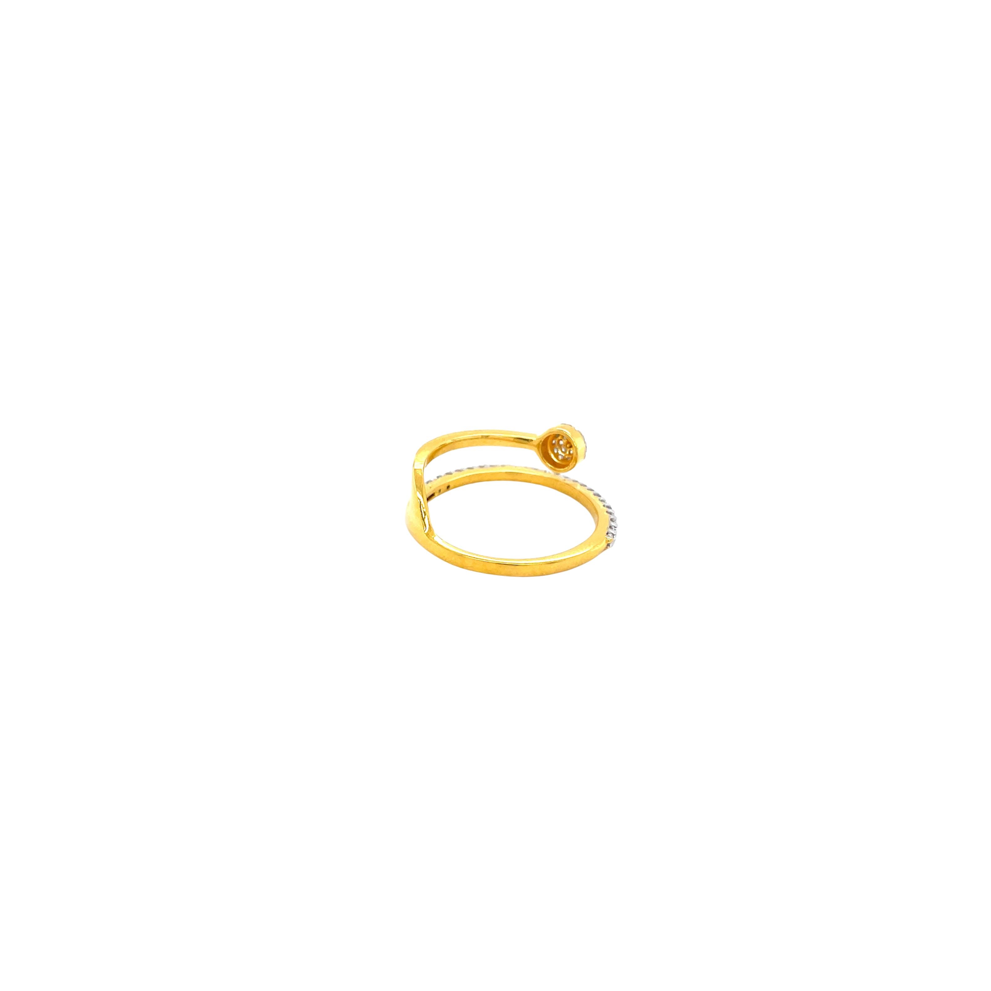 22KT Gold Ring for Women | CZ Ball & Half Stone Band