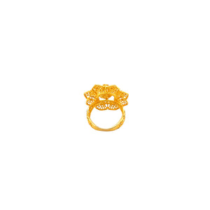22KT Gold Floral Ring for Women | Intricate Cutwork Design