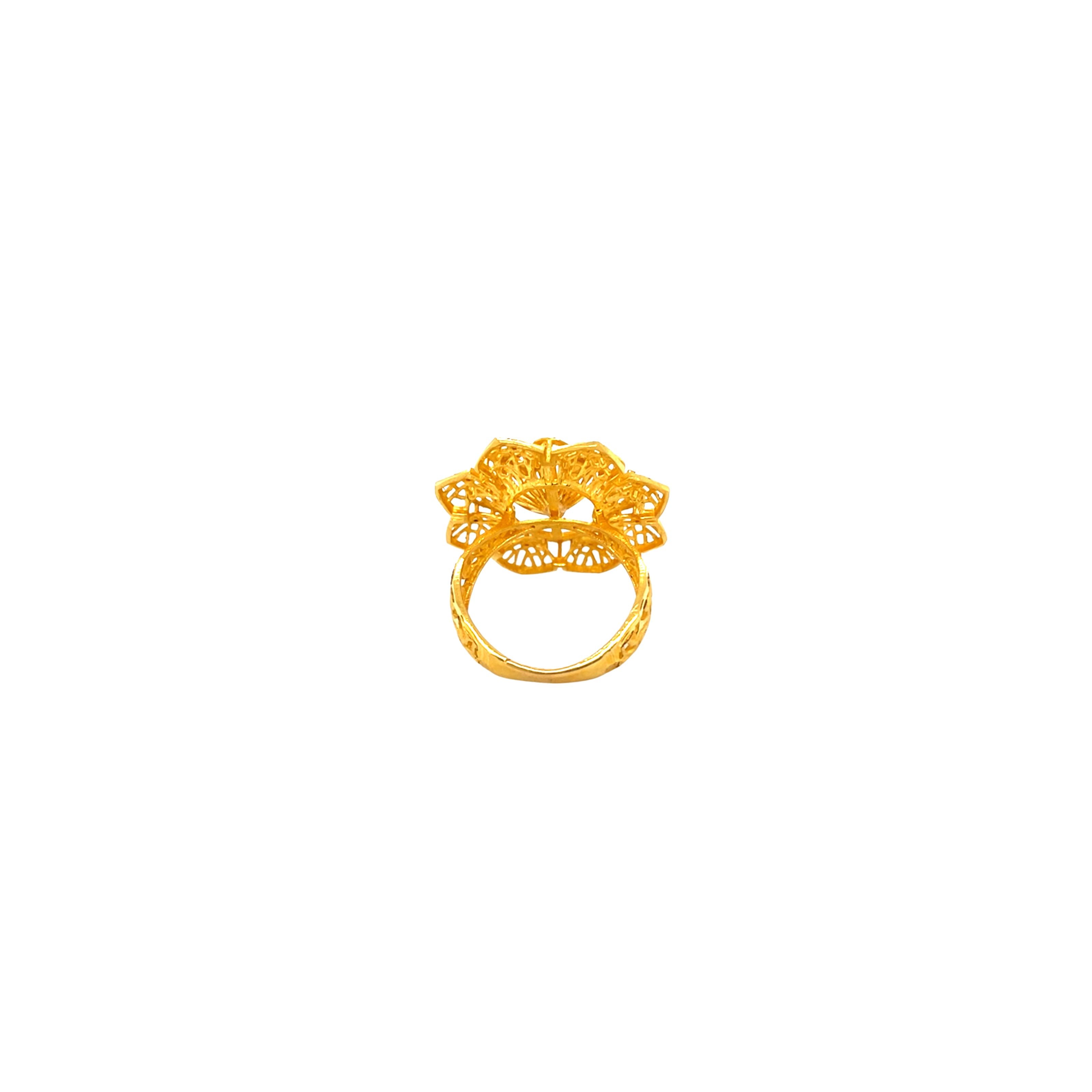 22KT Gold Floral Ring for Women | Intricate Cutwork Design