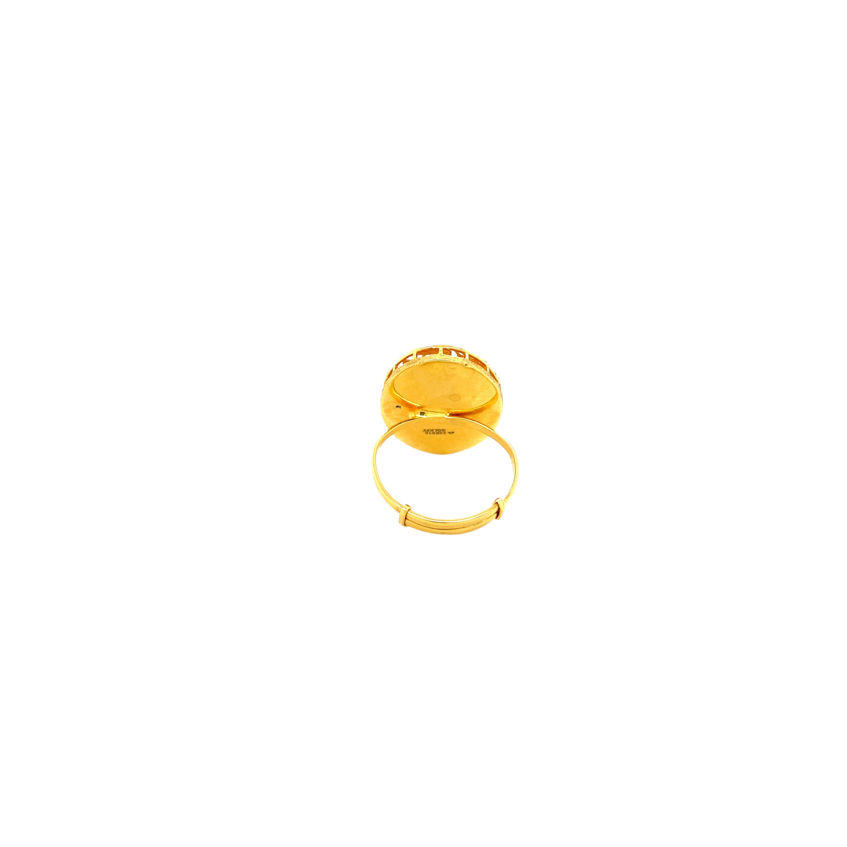 22KT Traditional Gold Ring | Oval Leaf Pattern
