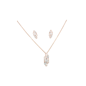 Geometric Diamond Necklace Set in Gold