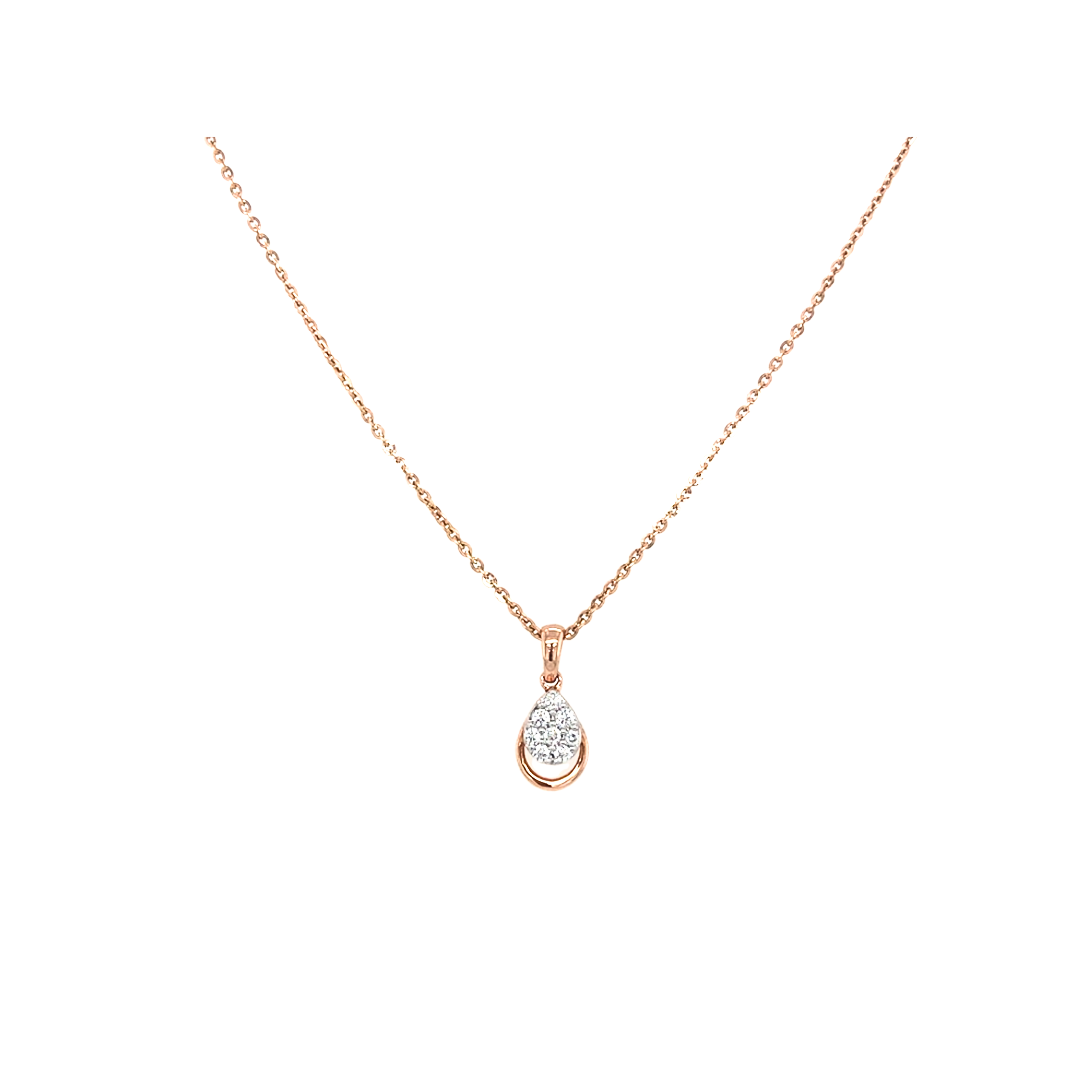 Minimal Diamond Pendant Set in Rose Gold
