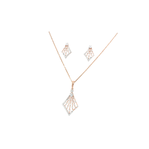 Geometric Diamond Pendant Set in Rose Gold